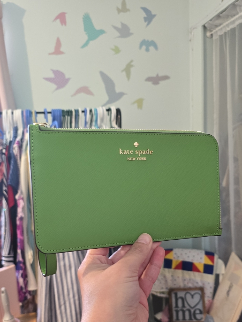 Kate Spade Lime Green Wristlet 8" X 4.75" L Zip